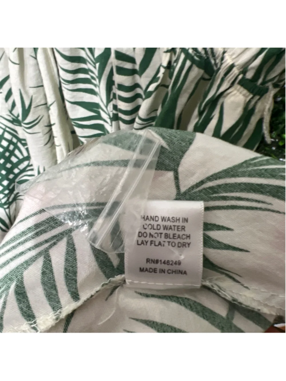 Women's Aakaa White Green Palm Print Mini Dress S - Picture 6 of 8